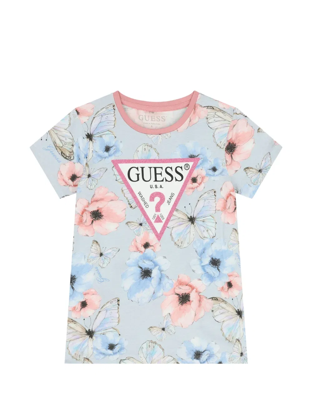 Футболка с принтом бабочек Guess Kids, синий