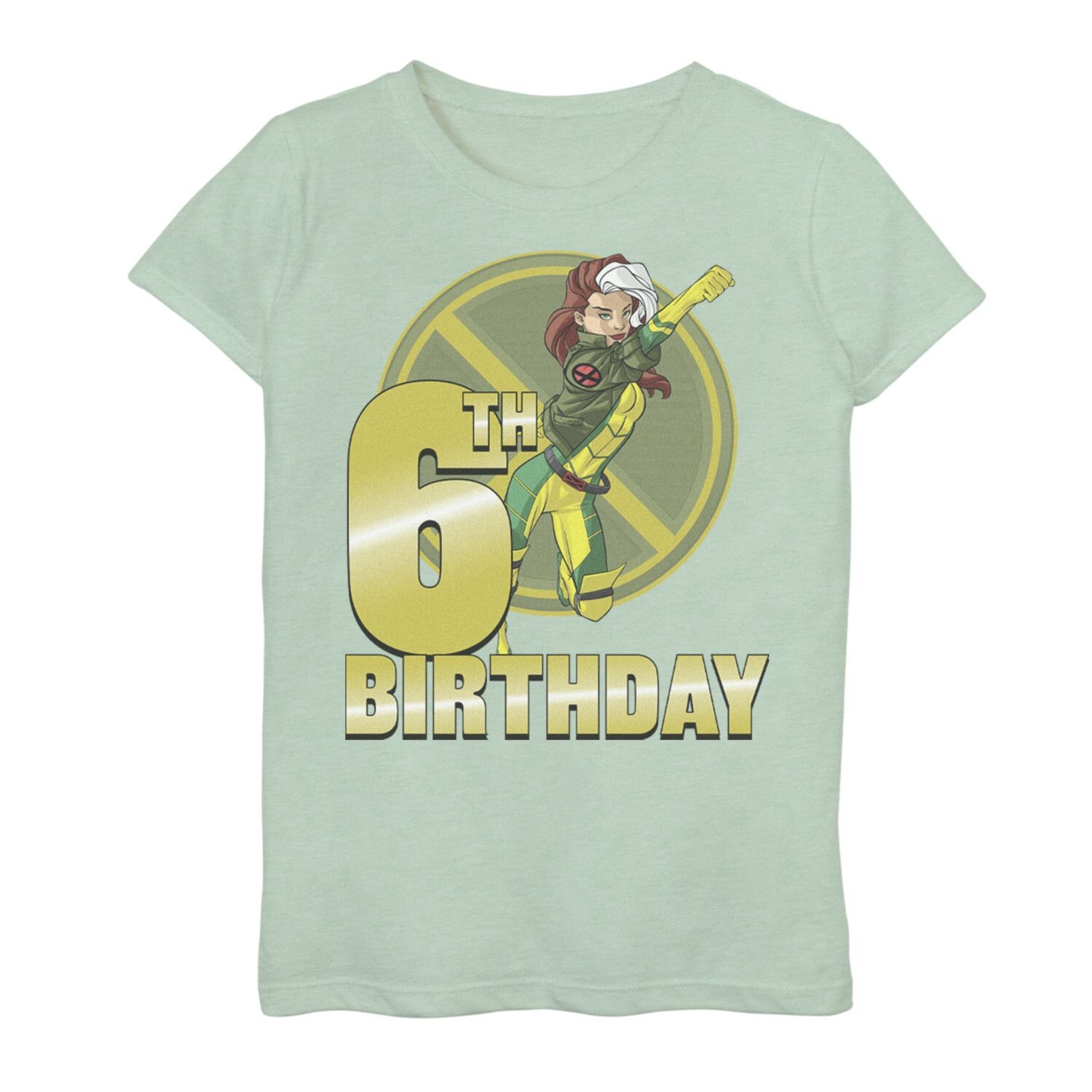 

Футболка с изображением значка на 6-й день рождения для девочек 7–16 лет Marvel X-Men Rogue Marvel