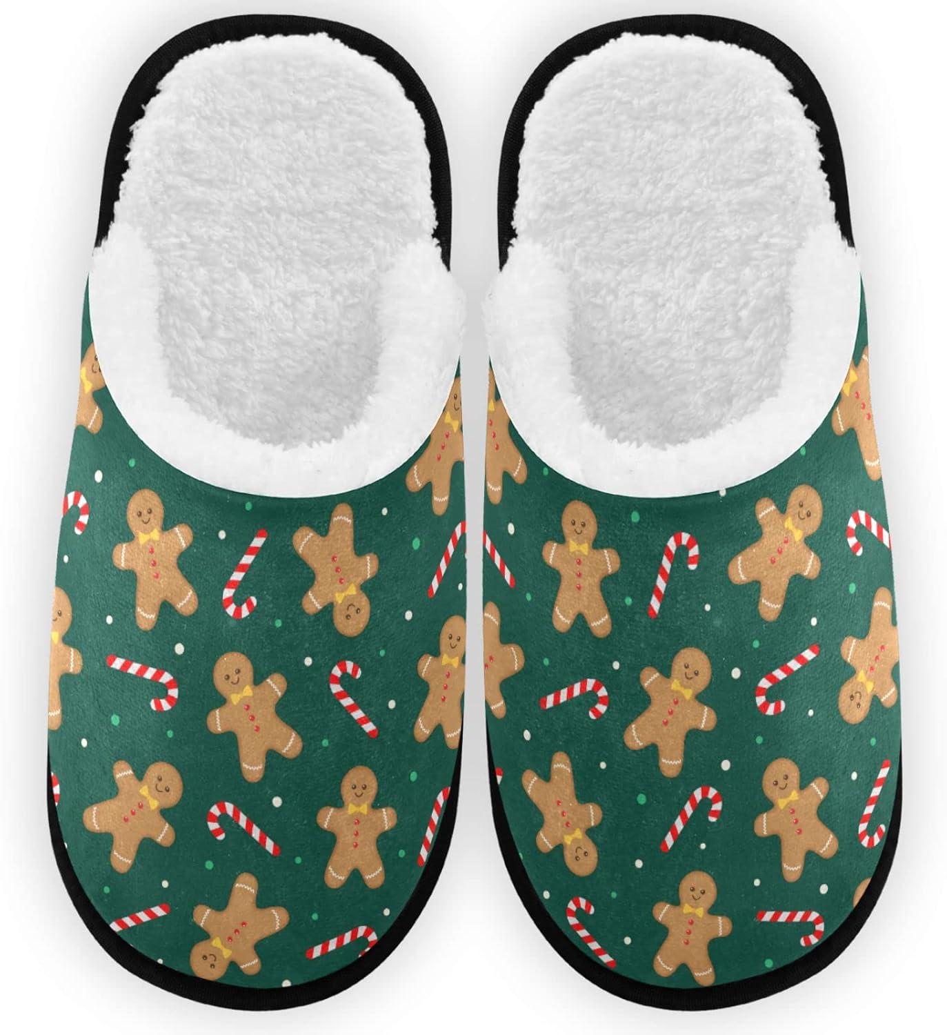 

Тапочки viseunny для женщин и мужчин, забавные зимние теплые домашние тапочки с эффектом памяти, из хлопка, мягкие плюшевые флисовые тапочки на каждый день, унисекс Visesunny, Gingerbread