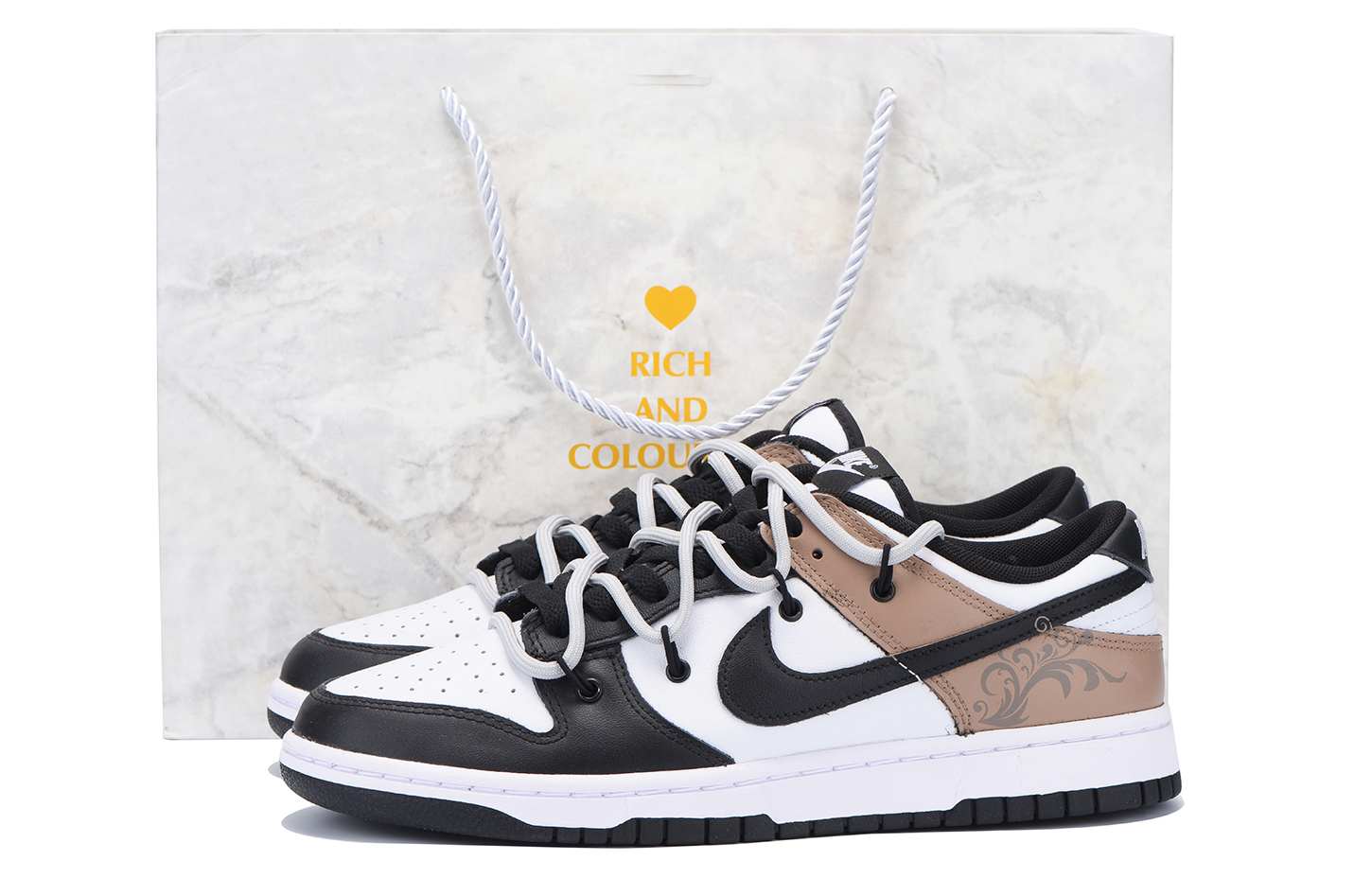 

Кроссовки Nike Dunk Skateboarding Shoes Men Low-top Brown/white/black, черный/коричневый