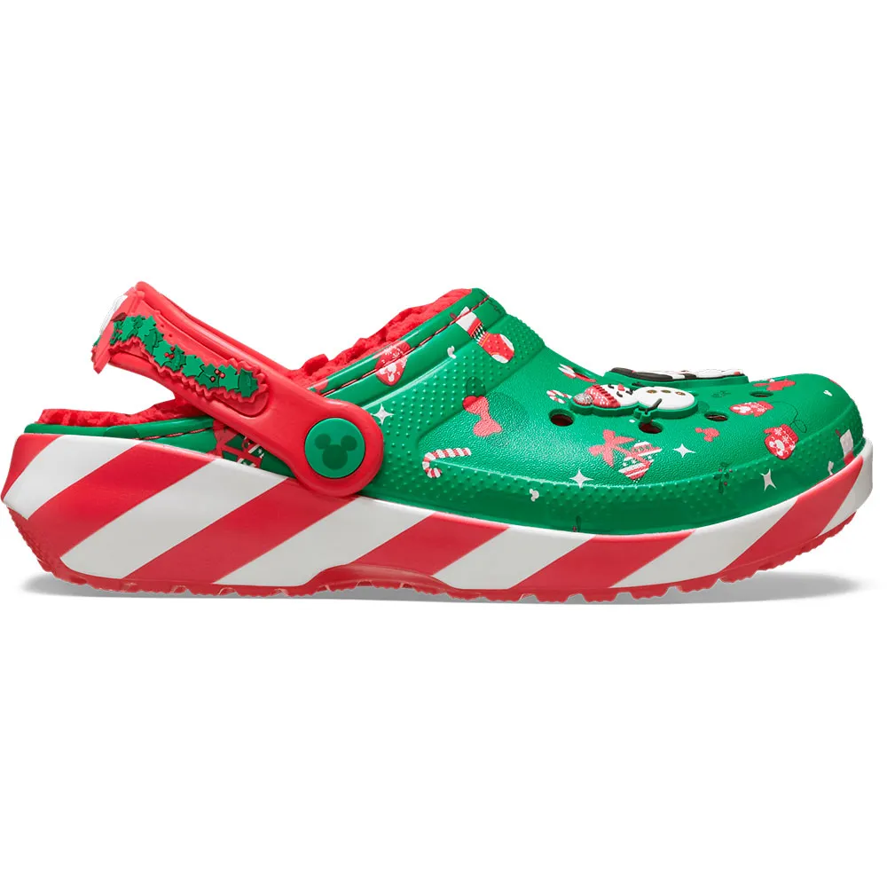 Классические сабо Crocs с подкладкой и рисунком Микки Мауса на рождественскую тематику, зеленый — фото 3