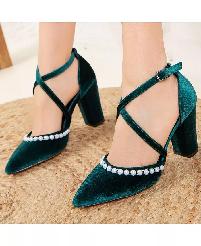 Сина Босоножки на высоком каблуке с перекрещивающимися ремешками Forever & Always Shoes, зеленый — фото 4