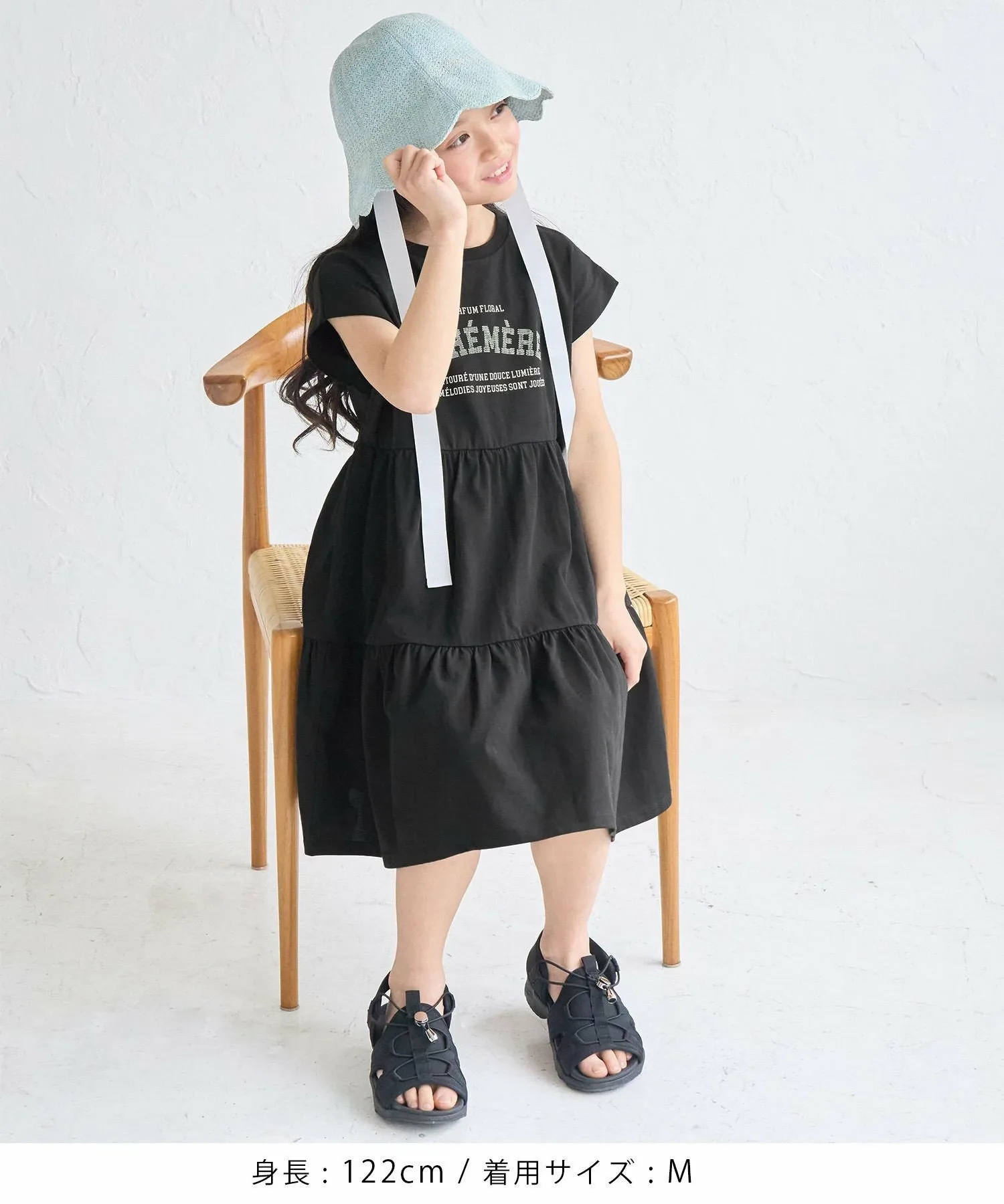 Многоярусное платье с логотипом, сшитое по фигуре ROPE' PICNIC KIDS, Black (01) — фото 2