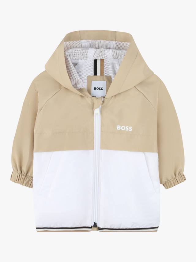 

Детская куртка-ветровка с цветным блоком HUGO BOSS, цвет Stone