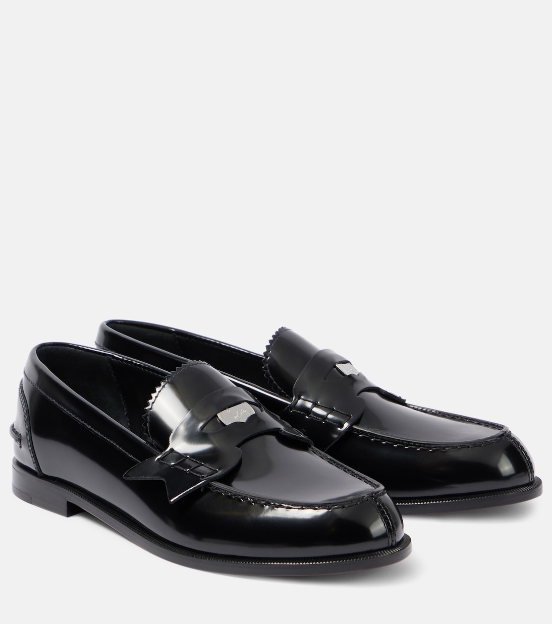 Пенни лоферы из кожи Christian Louboutin, Black/Lin Black