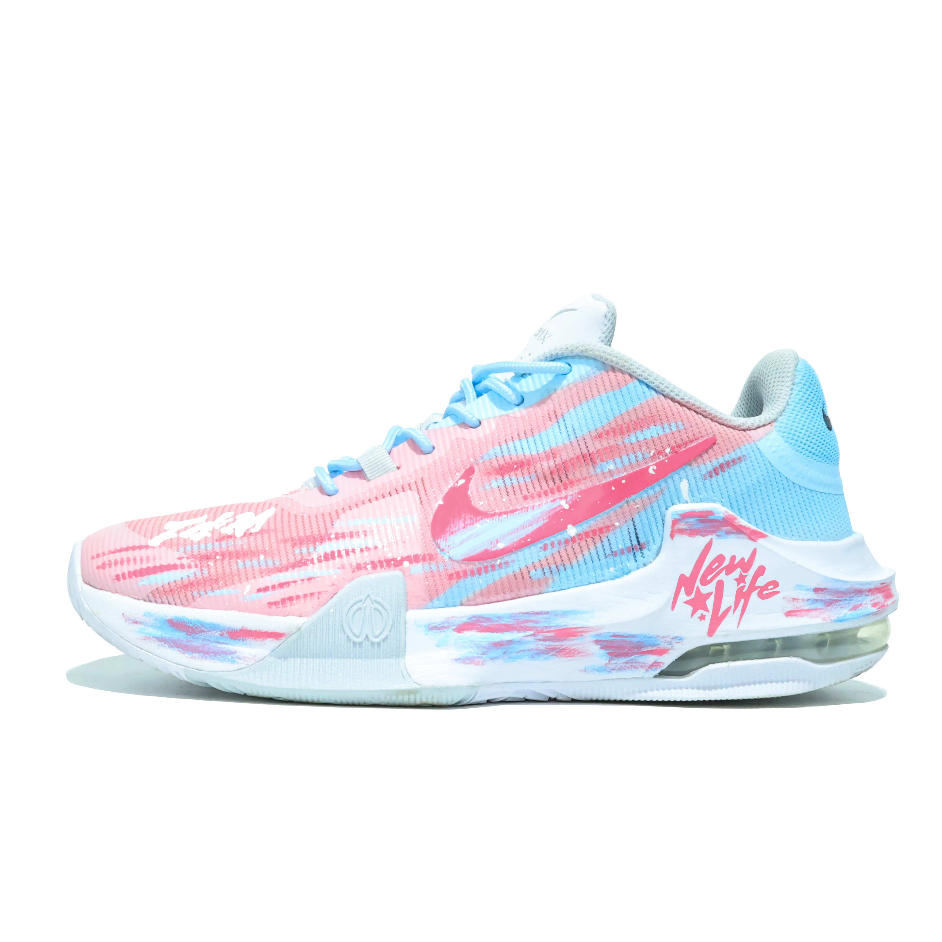 

Nike Баскетбольные кроссовки Air Max Impact 4 с амортизацией и воздухопроницаемостью, мужские, цвет синий/розовый