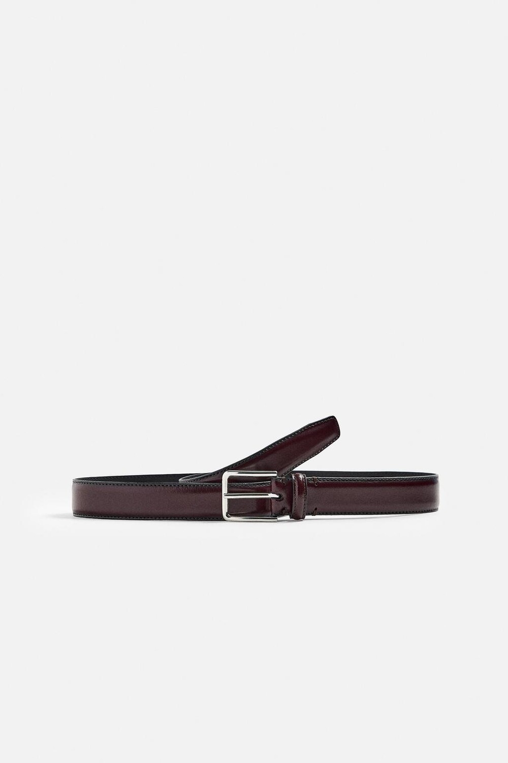 

Кожаный ремень с отстрочкой ZARA, бордовый