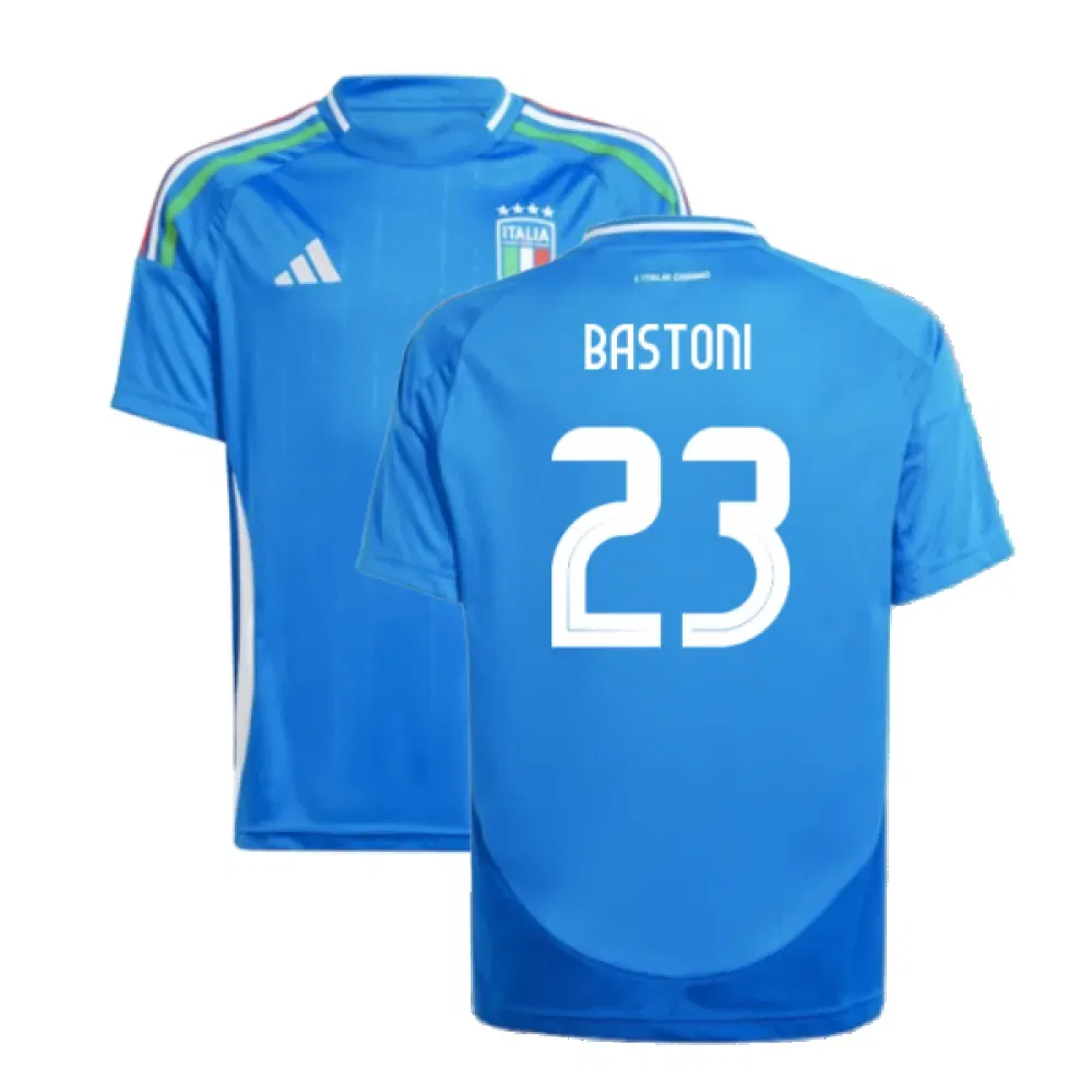 Домашняя футболка Италии 2024-2025 Bastoni #23 Adidas Italy, синий