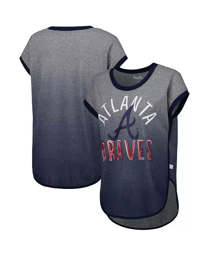 

Женская серо-темно-синяя футболка без рукавов Atlanta Braves Home Run Tri-Blend Touch