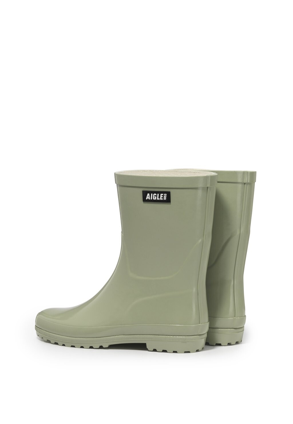 Женские резиновые сапоги Aigle короткие с логотипом, оливковый — фото 3
