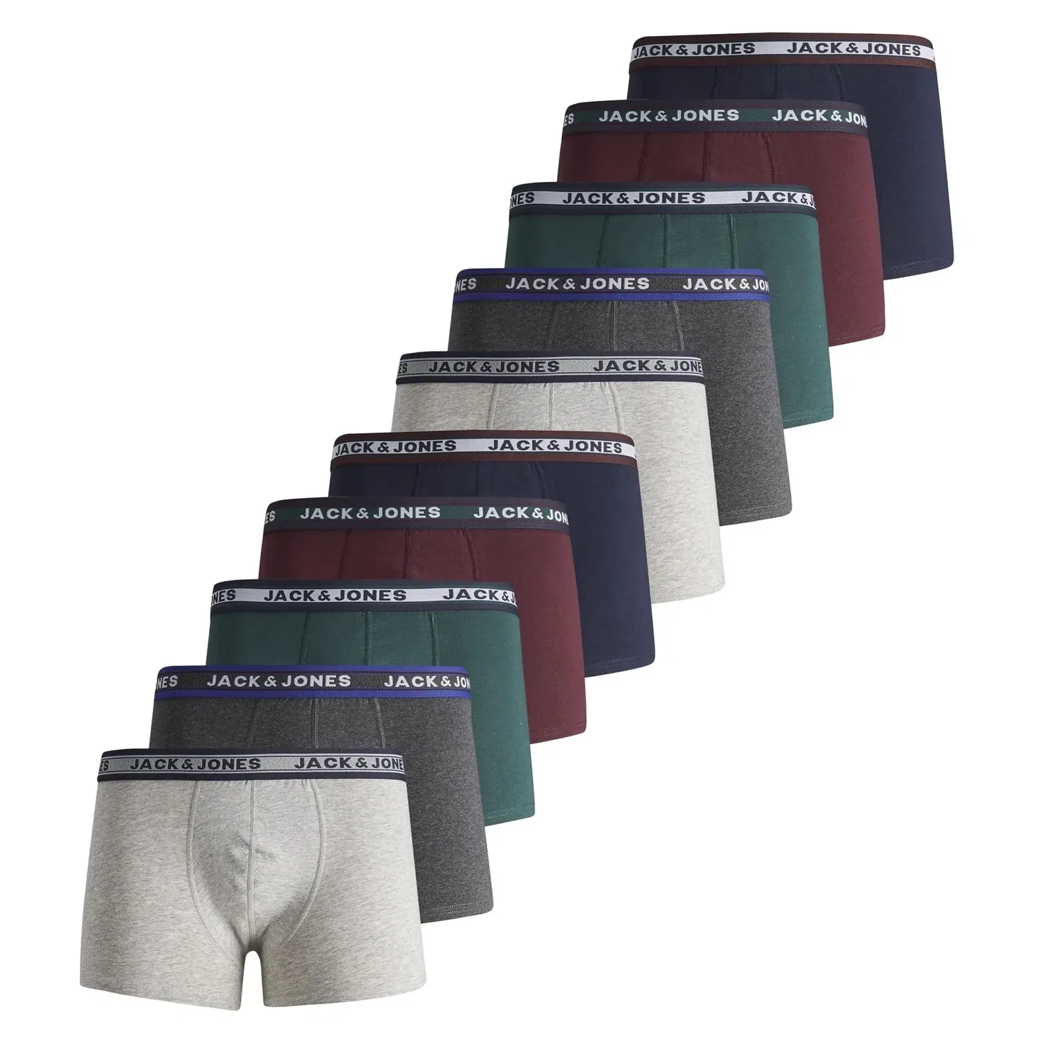 Боксеры 10er Pack, Jack & Jones, серый/синий/зеленый/красный