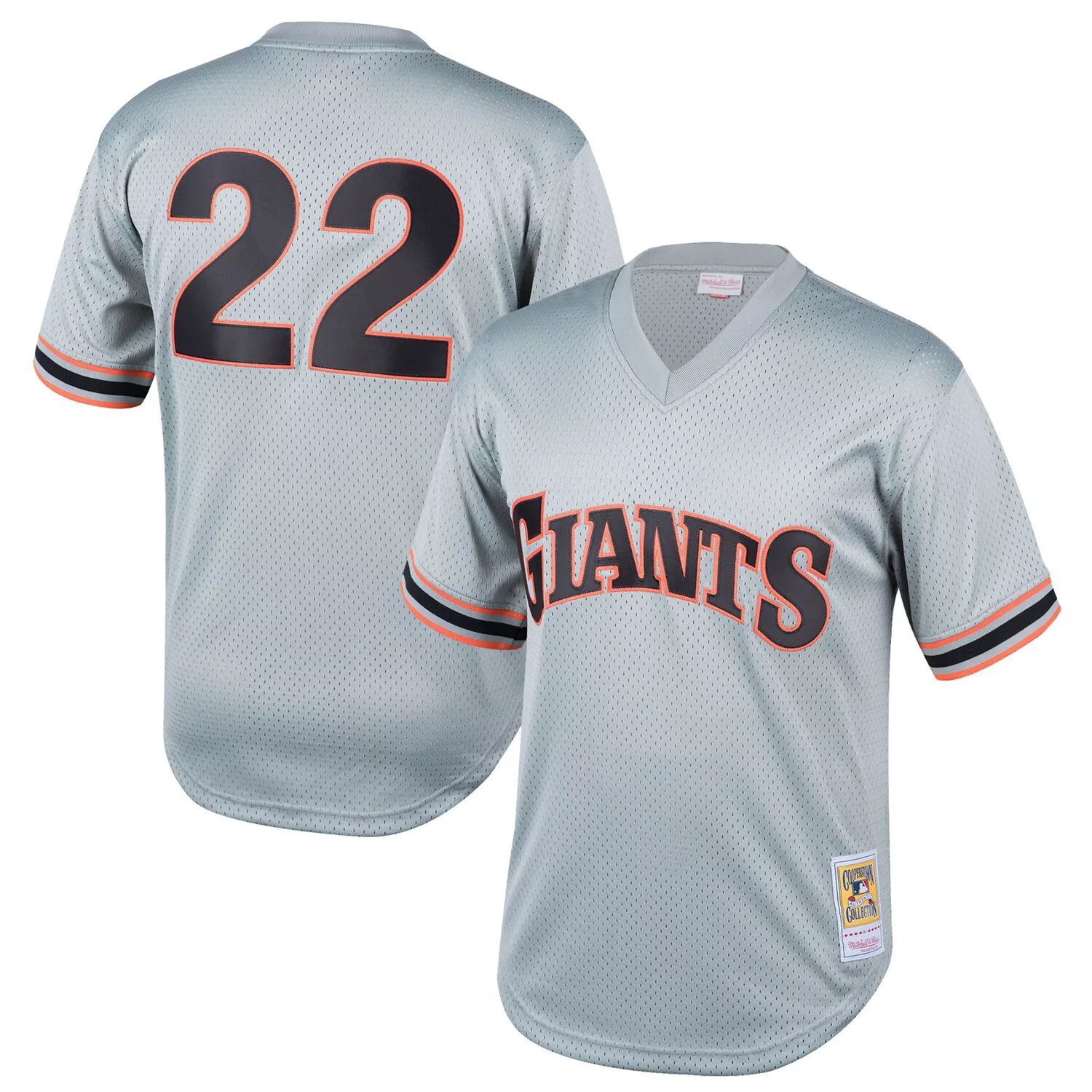 

Молодежная футболка Mitchell & Ness Will Clark Grey San Francisco Giants Cooperstown Collection, сетчатая тренировочная майка для ватина Unbranded