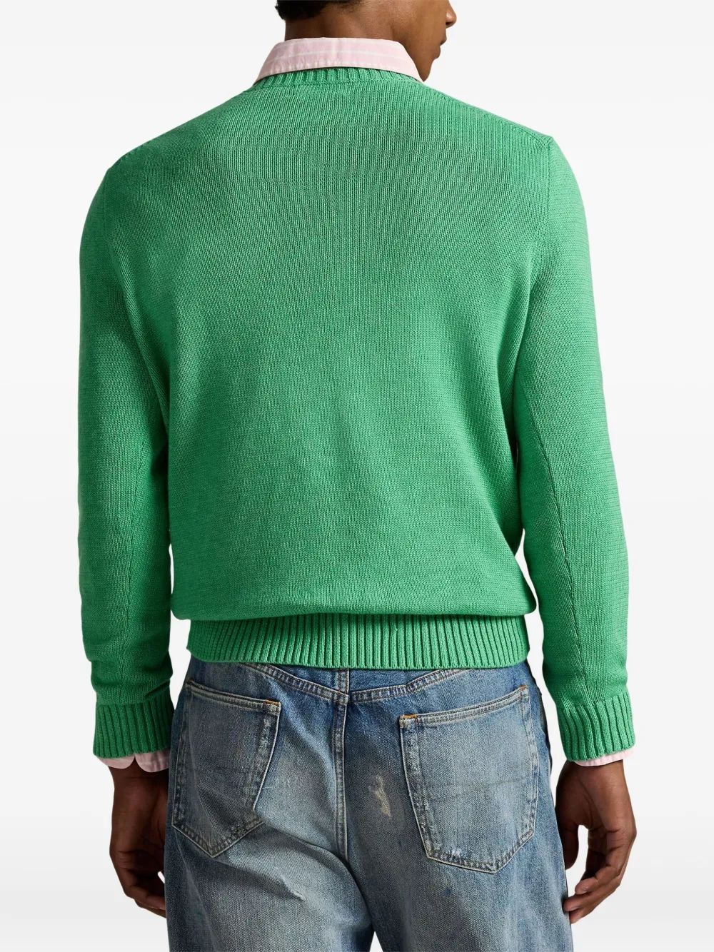 Хлопковый свитер с вышивкой Polo Pony POLO RALPH LAUREN, зеленый — фото 4
