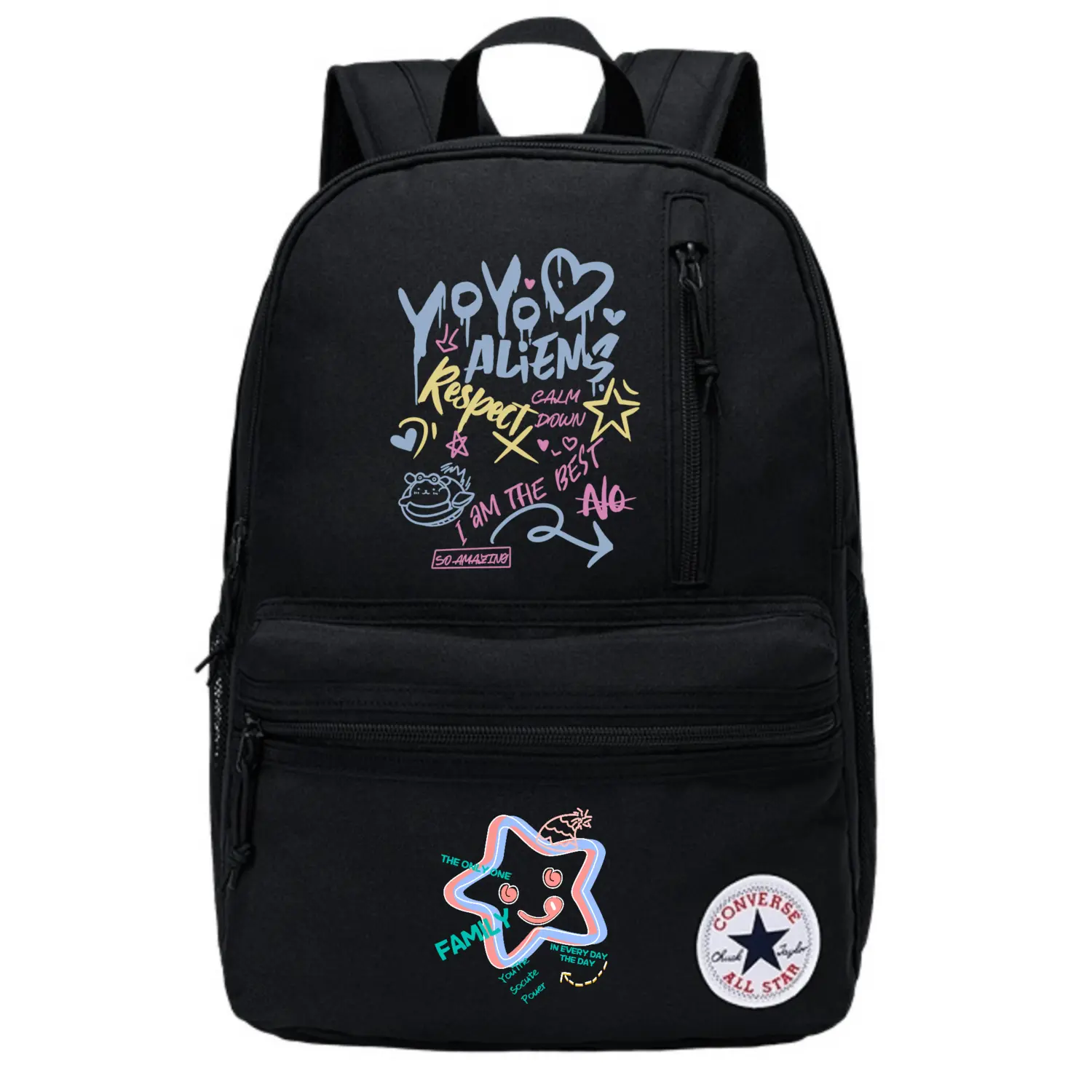 

Converse Полиэстеровый рюкзак обычный унисекс Jet Black, Letter Graffiti