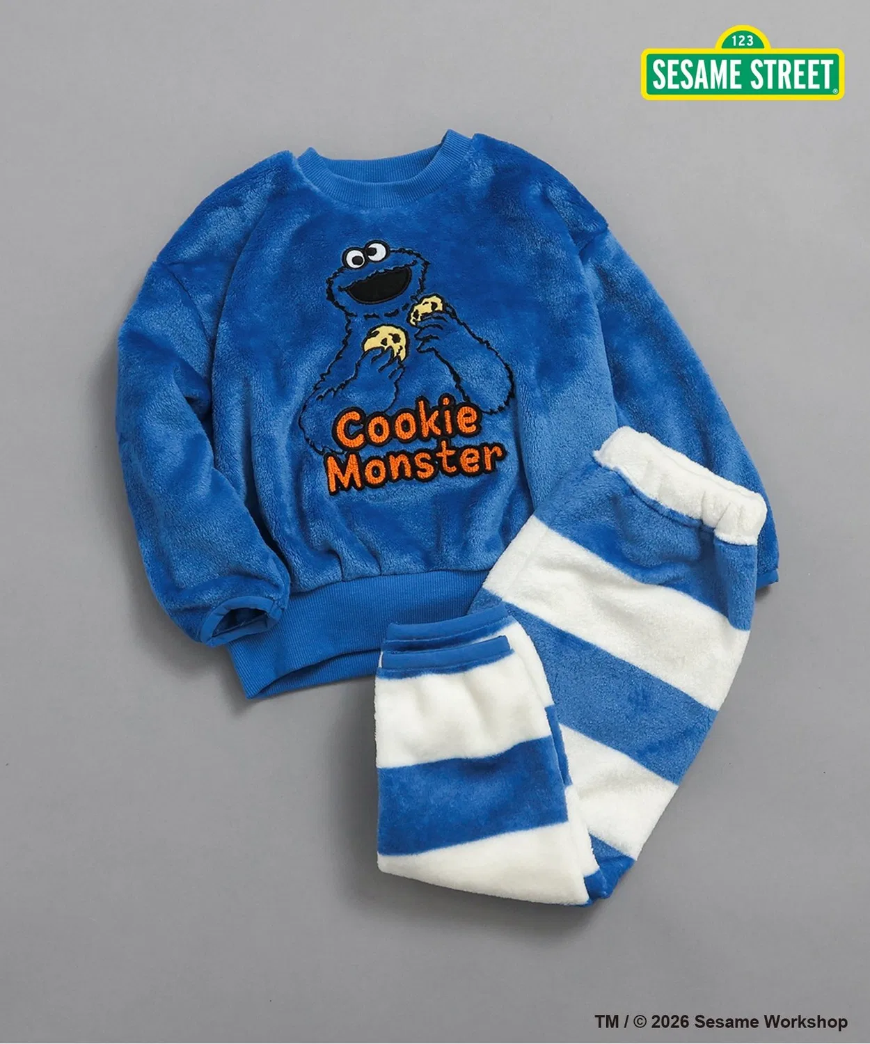 Пижама детская Sesame Street с Cookie Monster, флис, синяя