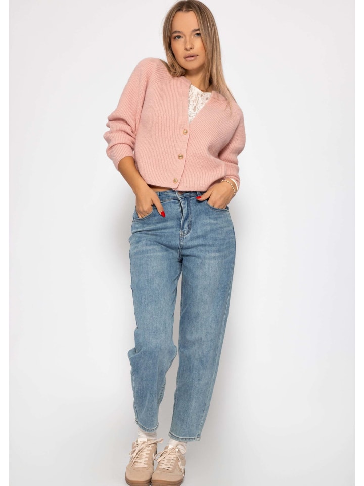 

Кардиган с V-образным вырезом цвета пыльной розы SASSYCLASSY