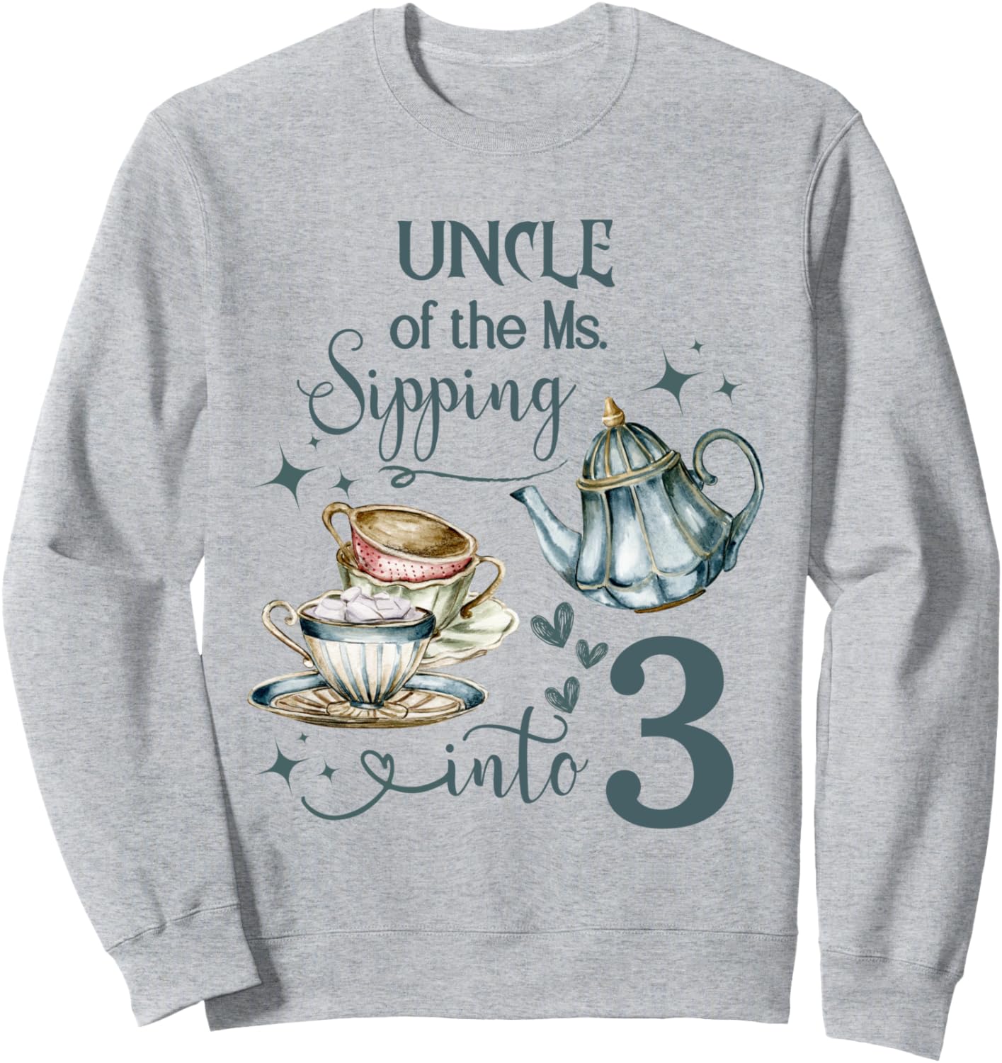 

Дядя девочки, чайник, пастельные тона, толстовка на 3-й день рождения Family Look Tea Bday Pastel Decorations Gifts, серый