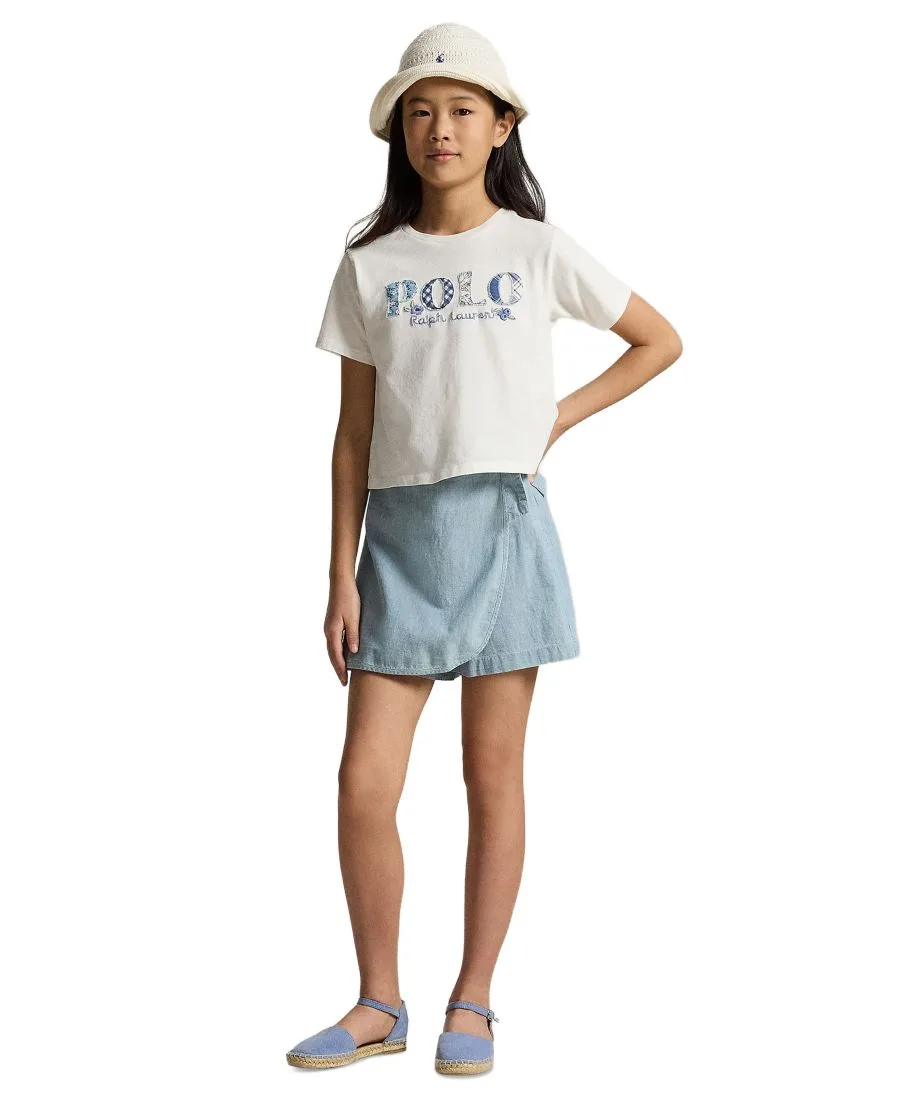 Polo Ralph Lauren Шорты-юбка из шамбре цвета индиго для девочек 7-16 лет — фото 2