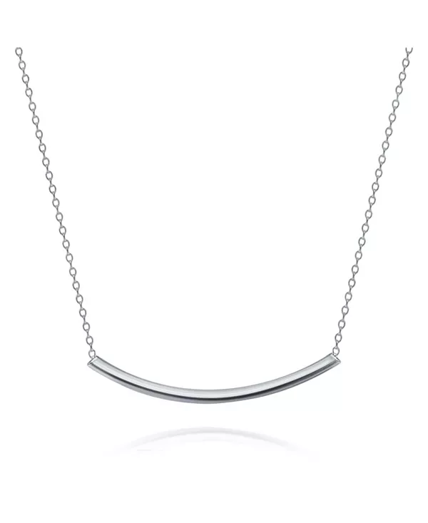 

Минималистичное изящное ожерелье с тонкой горизонтальной круглой трубкой, изогнутой в форме стержня, из стерлингового серебра Bling Jewelry, silver