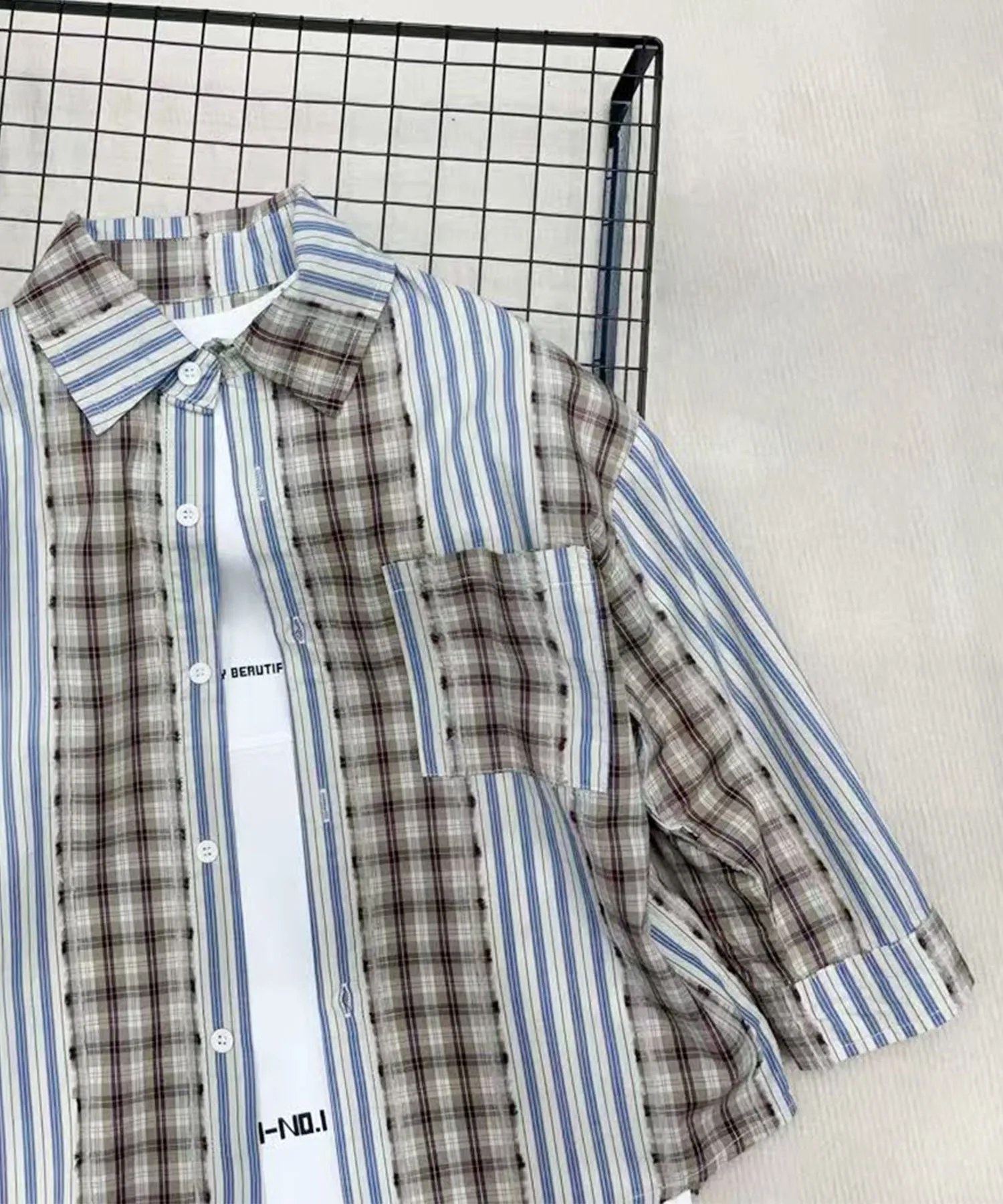Рубашка в контрастную клетку Aimoha Kids, blue — фото 3