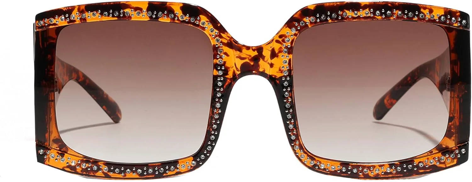 

Очки для чтения квадратной формы большого размера для женщин, с большой оправой, блокирующие синий свет, стильные квадратные очки для чтения bullabulling, Leopard