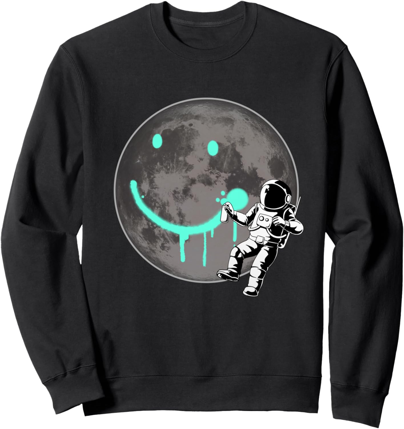 

Забавная толстовка с изображением космонавта, лунного распылителя, граффити, улыбки и планеты Space Spray Art Gift Giraffiti Moonlight Gift, черный