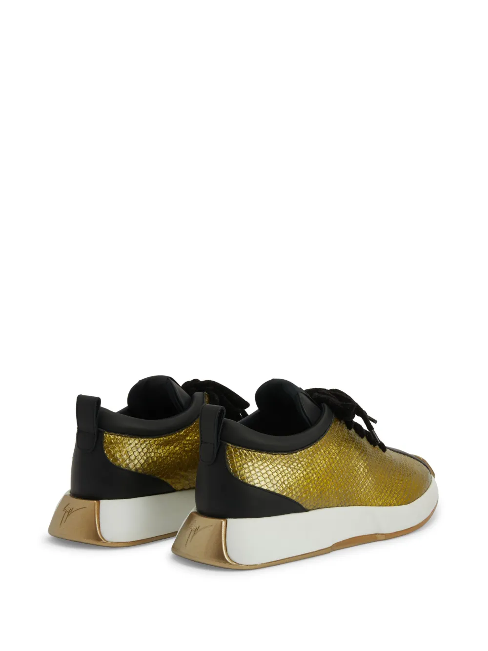 Кроссовки Ferox с тиснением под кожу змеи Giuseppe Zanotti, золотистый — фото 3