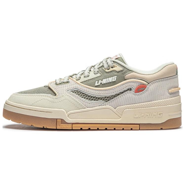

Кроссовки LINING 001 BTC Skateboarding Shoes Men Low-top Pearly White/withered Grass Grey, белый