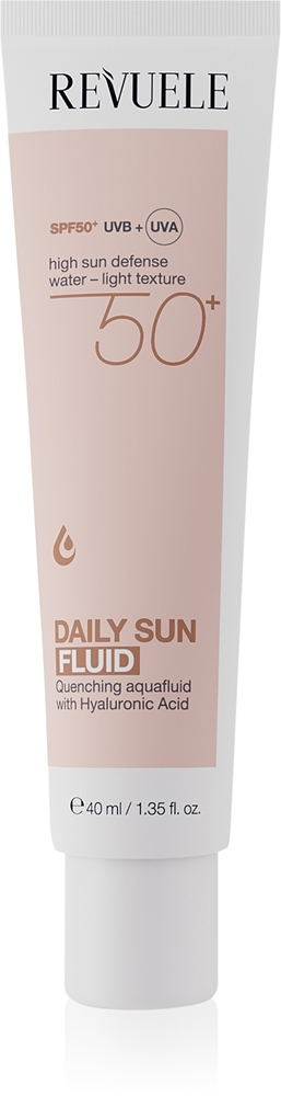

Ежедневный солнцезащитный флюид с легкой текстурой и защитой от солнца SPF 50+ Revuele, 40 мл