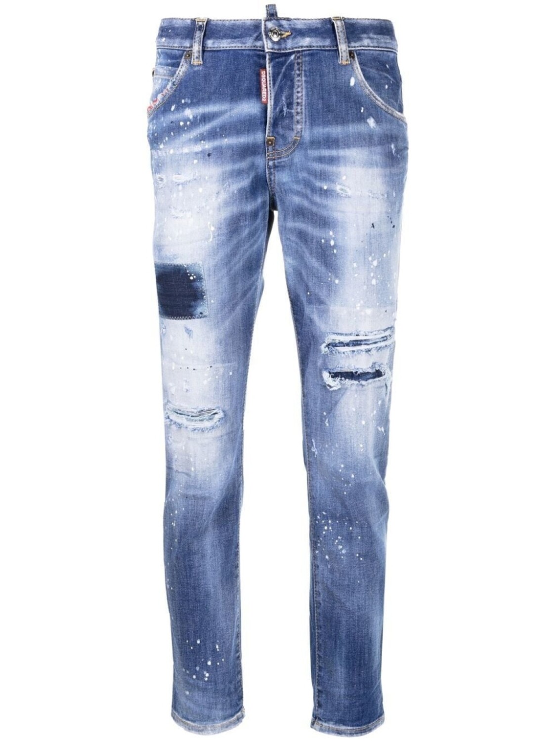 

Dsquared2 укороченные джинсы с эффектом потертости, синий