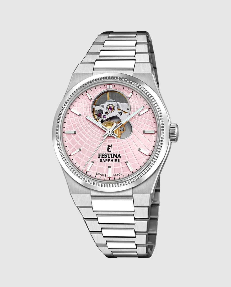 

F20054/2 Швейцарские автоматические женские часы из серебристой стали Festina, серебряный