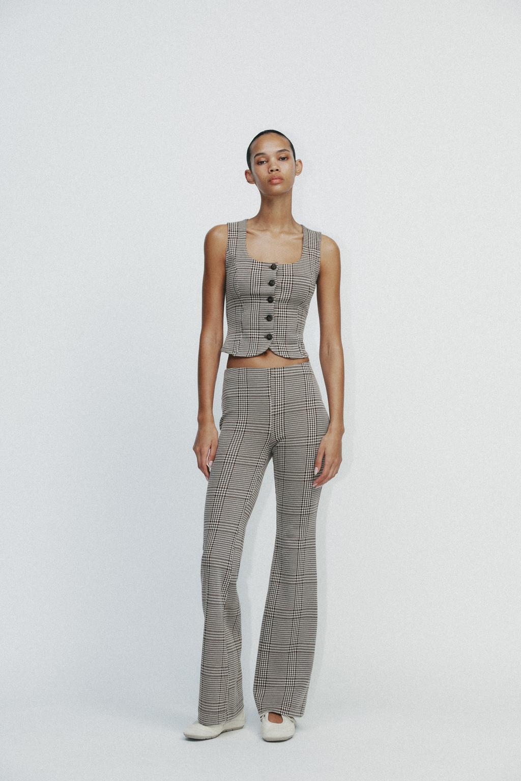 

Верх жилета с замком ZARA, цвет Ecru/Brown