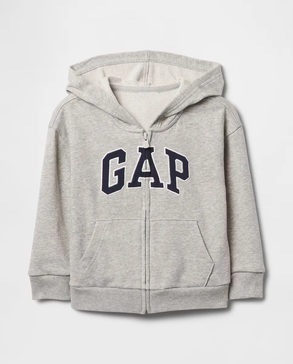 

Толстовка с капюшоном и молнией с логотипом, карманы в виде кенгуру Gap, серый