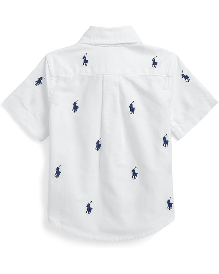 Поло Polo Ralph Lauren Kids Polo Pony Oxford Short Sleeve Shirt, цвет White/Navy — фото 2