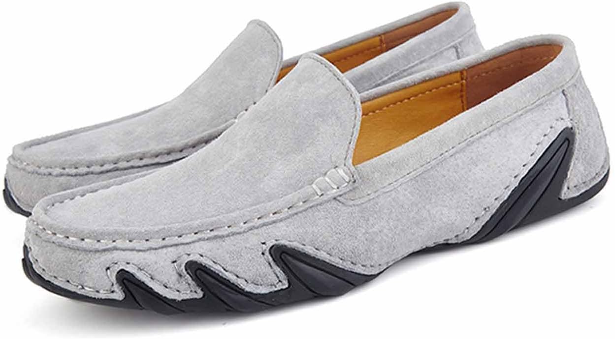 

Мужские слипоны DifaBack из замши, удобные туфли-пенни, ручной работы, легкие мягкие повседневные плоские туфли, нескользящие низкие чукка для вождения, серый