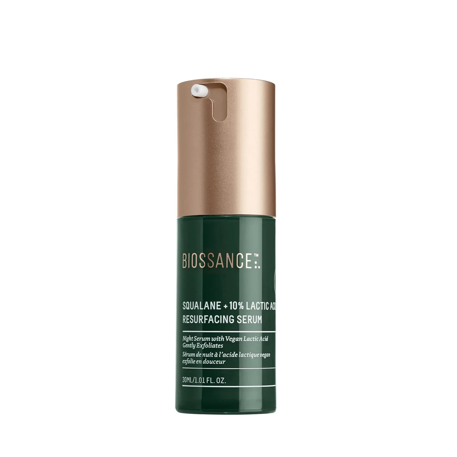 Сыворотка Biossance — Squalane + Lactic Acid Resurfacing Night Serum - веганская для лица с % молочной кислотой, 30 мл