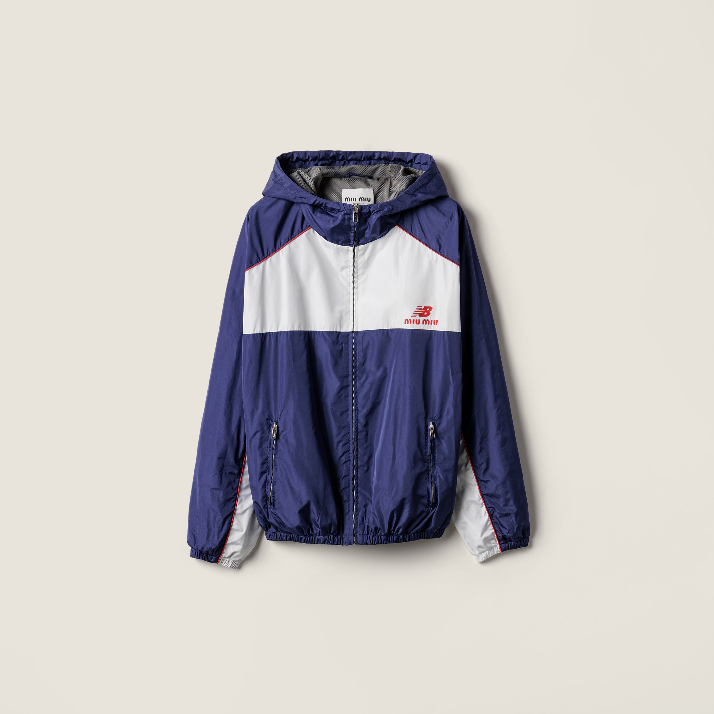 

Техническая поплиновая куртка-hoodie MIU MIU, синий