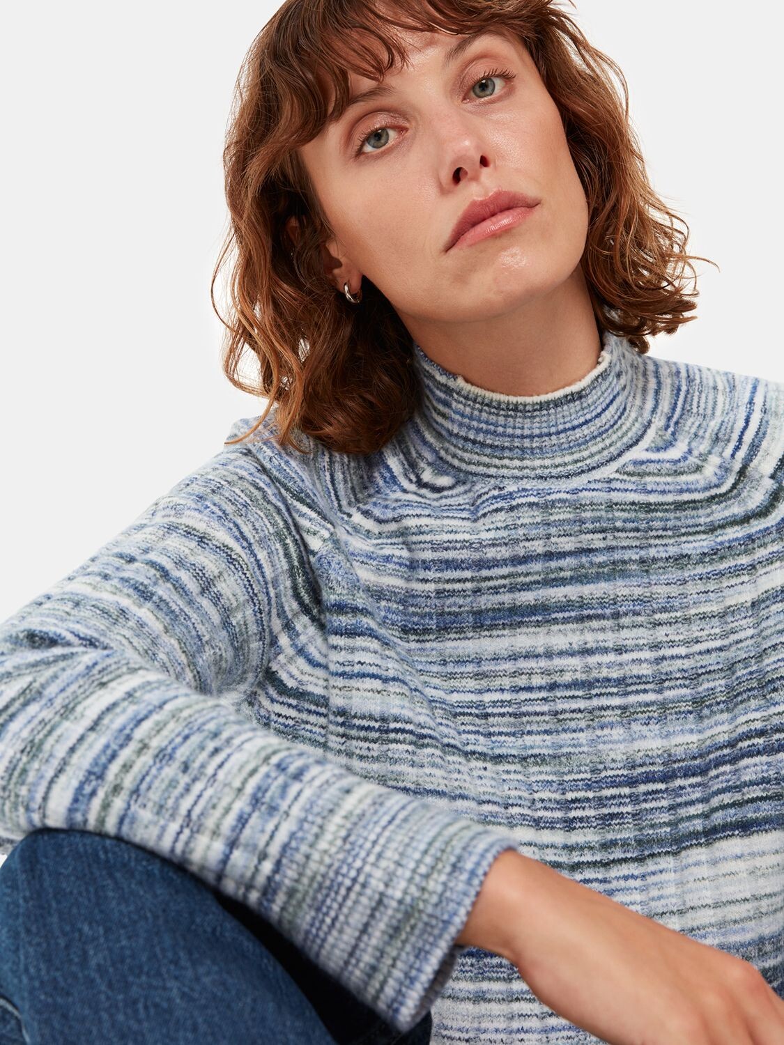 

Джемпер из смеси альпаки с полосками Space Dyed Whistles, синий/мульти