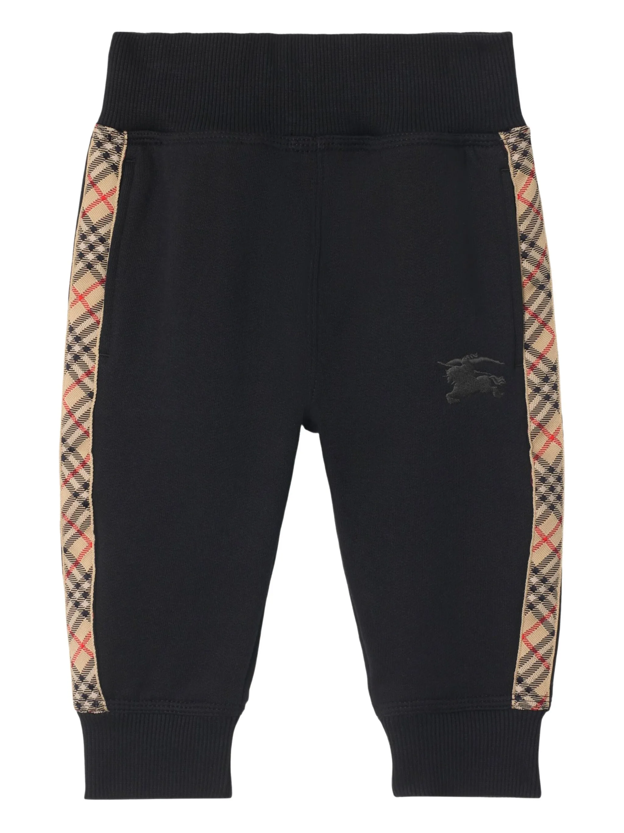 Спортивные брюки с отделкой в клетку Burberry Kids, черный