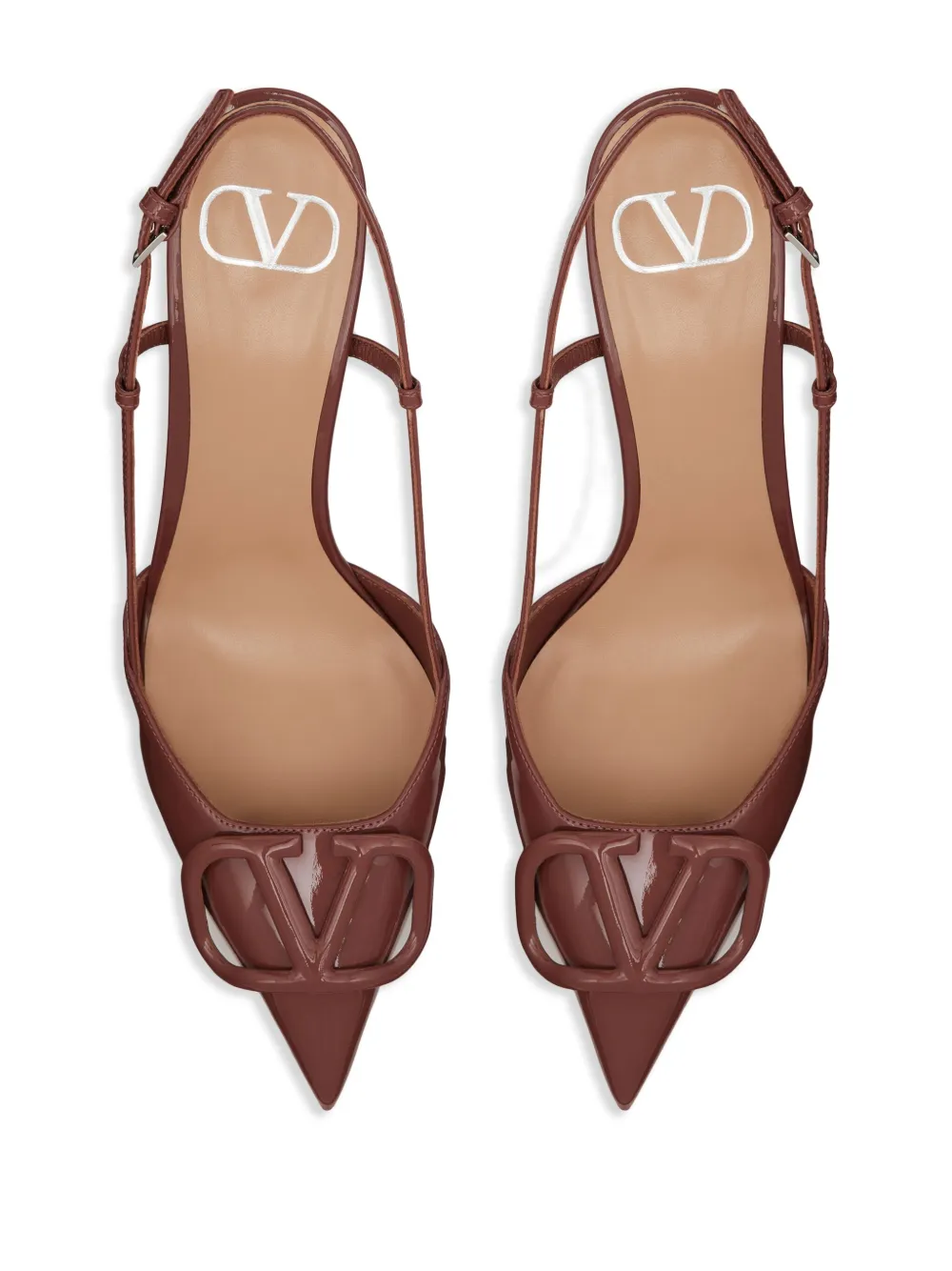 Туфли с ремешком на пятке и логотипом VLogo Signature VALENTINO GARAVANI, коричневый — фото 4