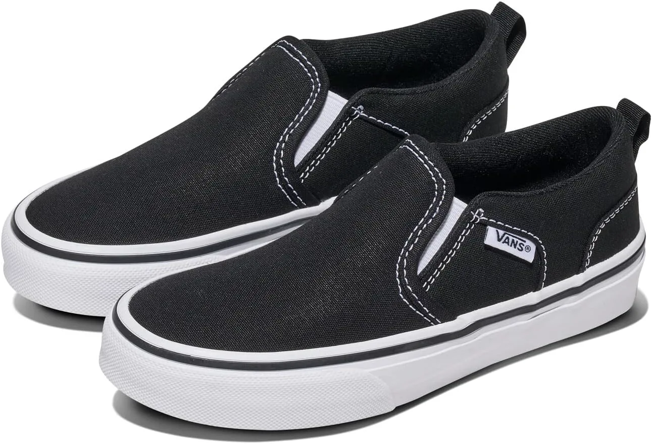 Кеды Vans Asher без шнурков для детей и подростков, черно-белый — фото 2