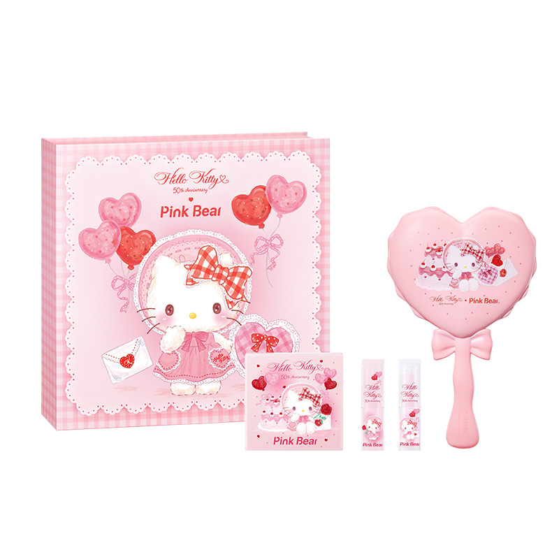 

Pink Bear Pinkbear Piko Bear X Sanrio Hello Kitty Collaboration Makeup Box Shiny Hydrating