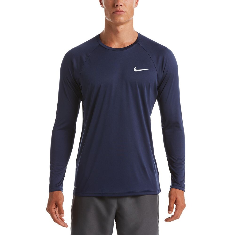 

Мужская футболка для плавания с длинными рукавами Nike Dri-FIT UPF 40+ Hydroguard, цвет Midnight Navy