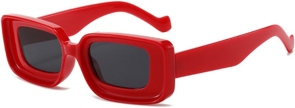 

LVTFCO Популярные модные прямоугольные солнцезащитные очки для женщин в стиле ретро, ​​конфетные цвета, маленькая оправа, трендовые красные и желтые оттенки, Red Black