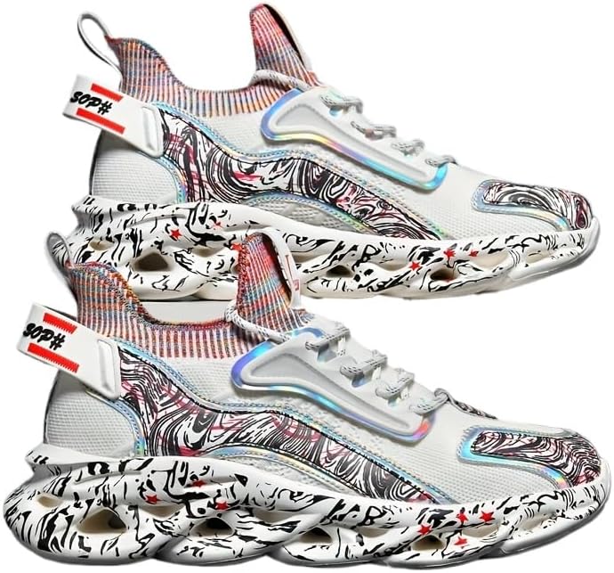 

Мужские модные кроссовки Повседневная спортивная обувь- круглый носок на круглом носке на круглом носке для резиновой подошвы и тканевой стельки- спортивная обувь для повседневной ношения и спортивных занятий Hhhchpm, белый