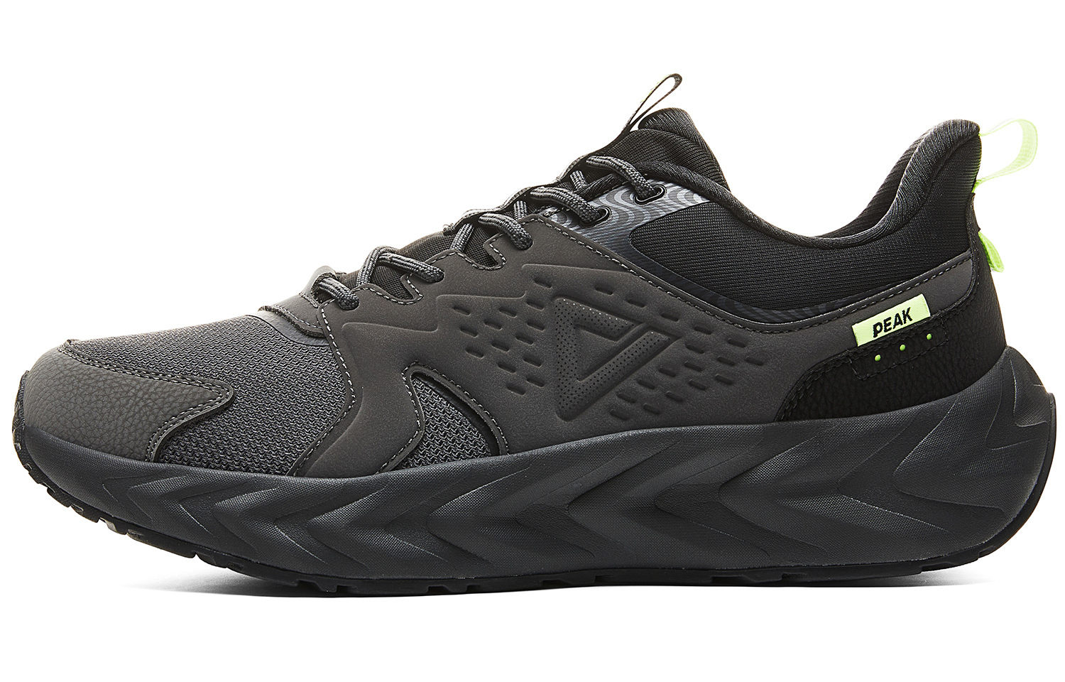 

PEAK Амортизирующие нескользящие износостойкие дышащие низкие беговые кроссовки мужские Gothic Gray Black - Dark Gray Black, цвет Dark Gray Black