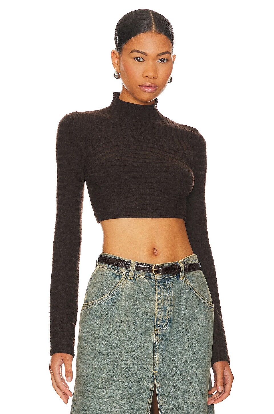 

Свитер NBD Dylan Wide Rib Cropped, цвет Dark Brown