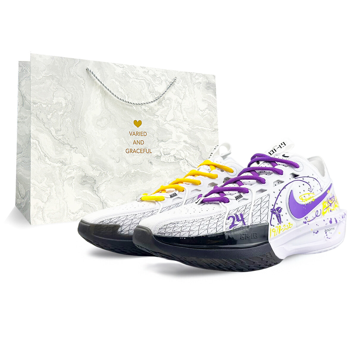 

Баскетбольные кроссовки Air Zoom GT Cut 3 унисекс с низким верхом фиолетово-желтые Nike