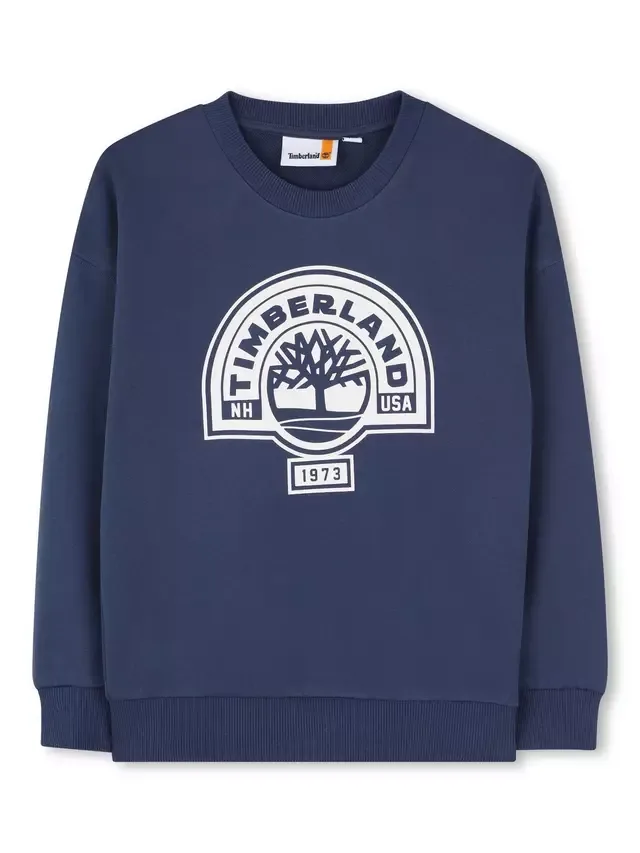 Детская толстовка из смесовой хлопковой ткани, темно-синяя Timberland