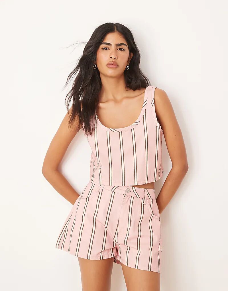 

Укороченный джинсовый топ в полоску от ASOS DESIGN — часть комплекта